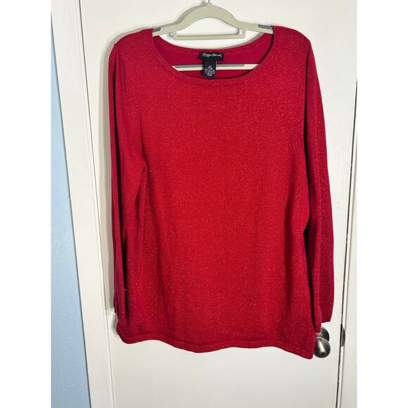 Maggie Barnes Sweater Size 14/16 Red Sparkly Bling Holidays Office Siren - Picture 1 of 6